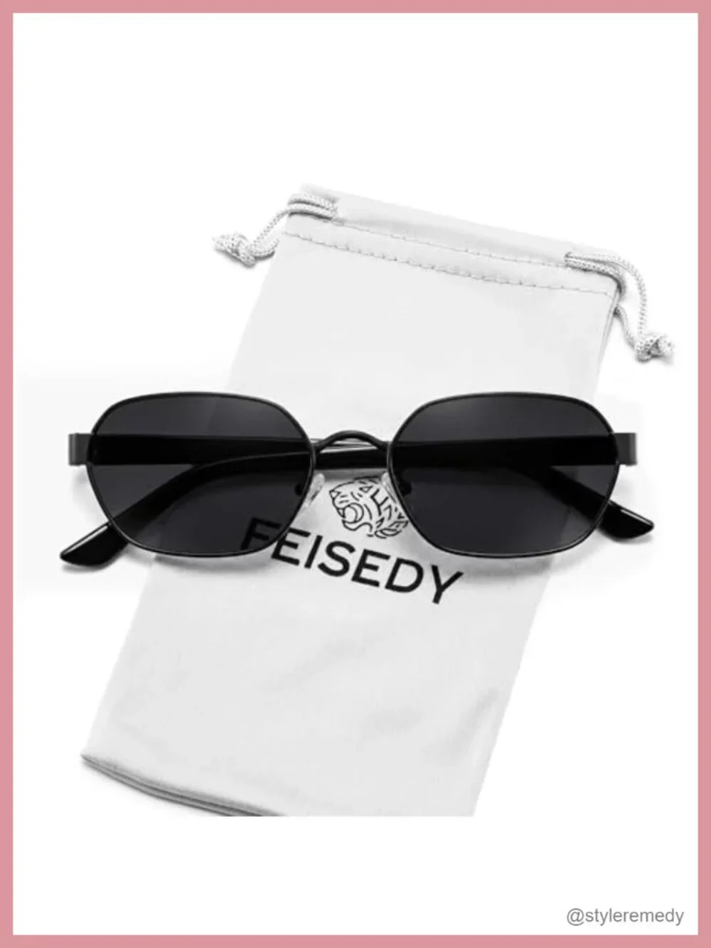 UV400 Protection Polygon Square Metal Frame Retro Sunglasses